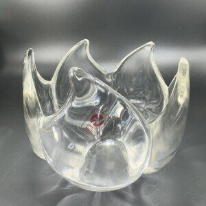 Vintage Vetreria Etrusca Italian Clear Glass Dish Bowl Centerpiece W Sticker VTG